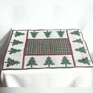 Christmas Tree Woven Placemat 13x19 Red Green Holiday Table Decor Reversible